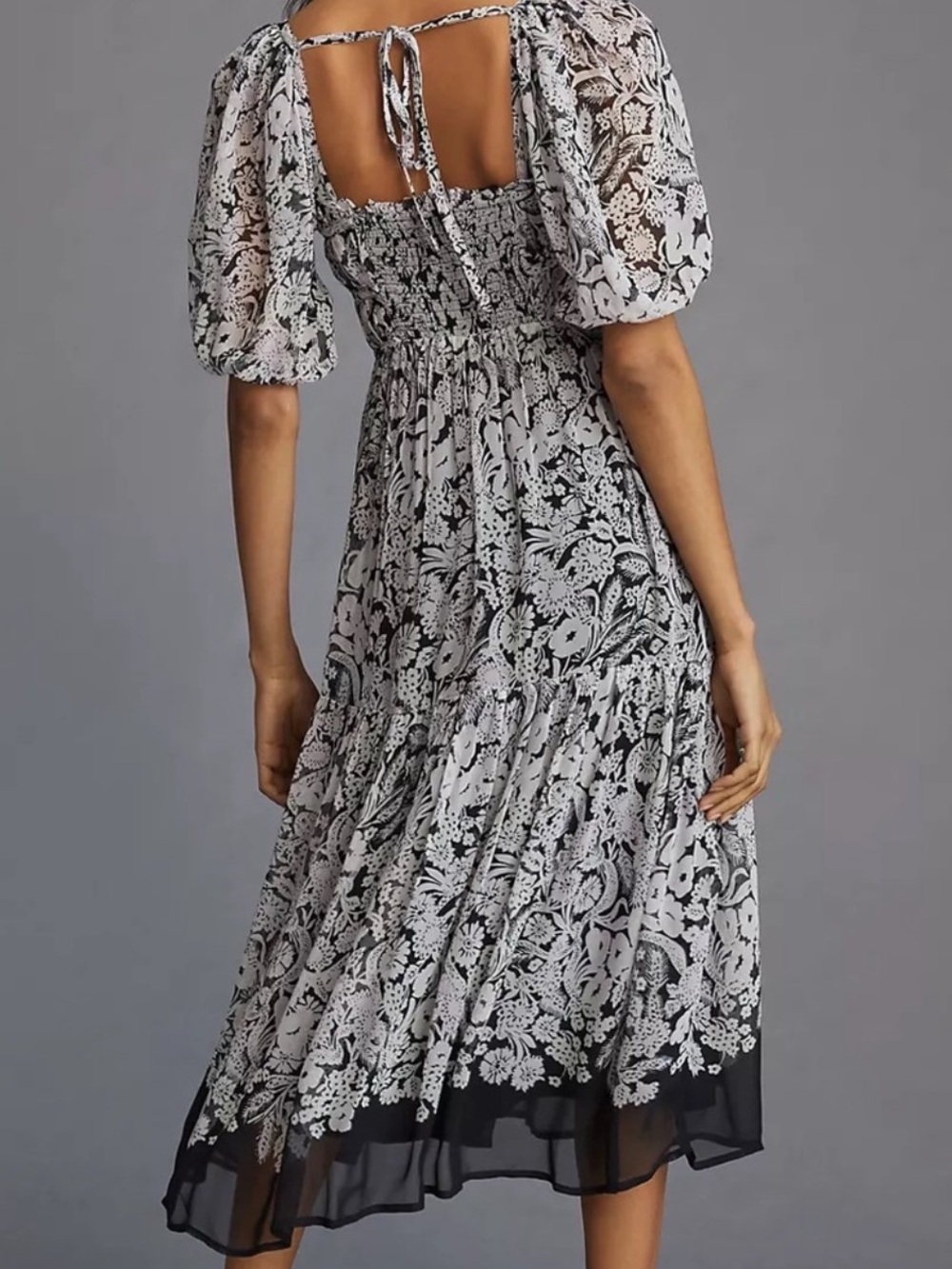 Brand New! Anthropologie Black Lavander Floral Midi Dress Small